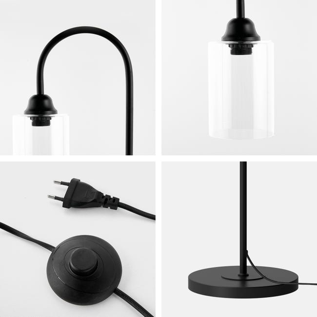 EMKE Lampadaire Noir Design Moderne avec Interrupteur à pied