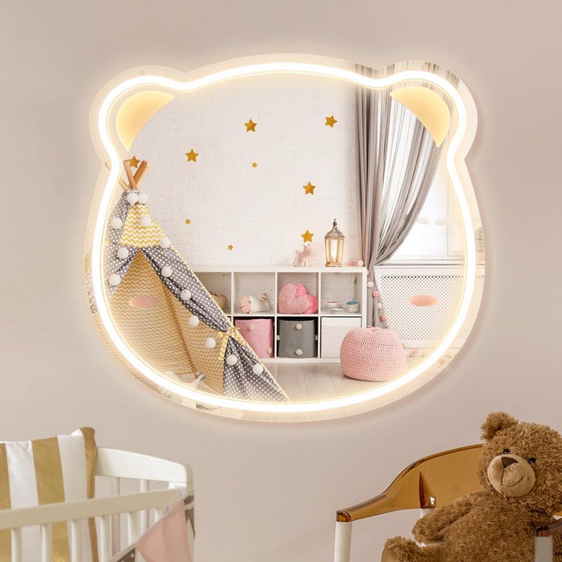 Miroir d'ours Néon LED, pour la décoration mural, pour le maquillage,  chambre à coucher, Chambre d'enfant, cadeau d'anniversaire de Dame