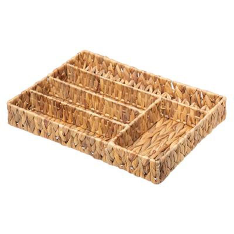 Range-couverts En Rotin Et Osier – Vintage – 2 Compartiments – 38 Cm – Décoratif Et Pratique