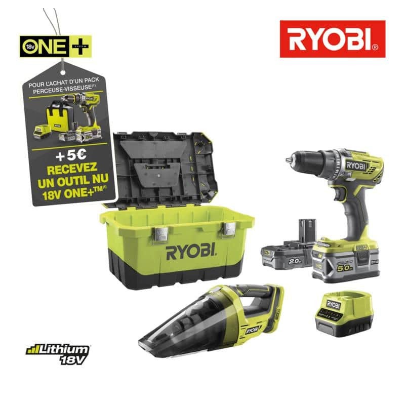 Pack Perceuse Visseuse Ryobi V Oneplus R Dd Aspirateur D Atelier