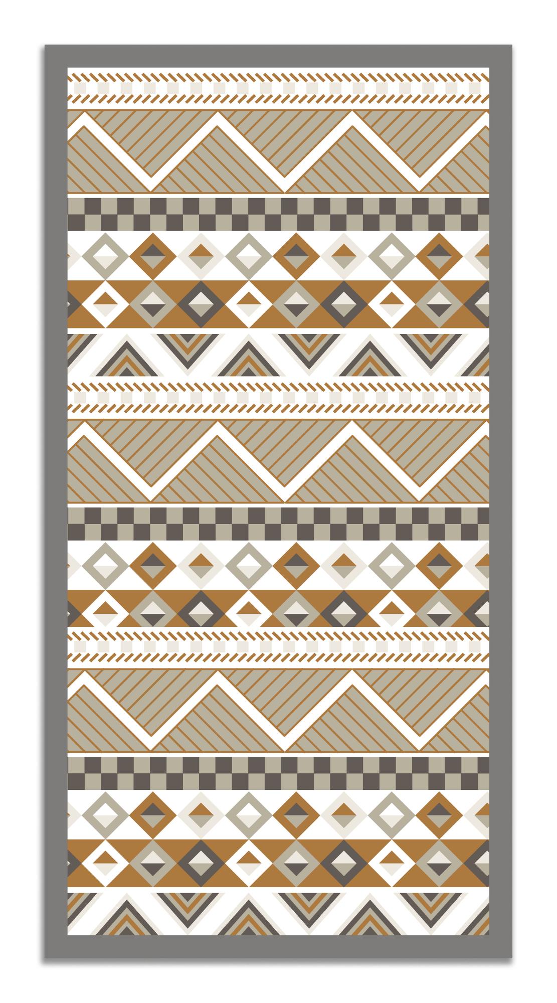 Panorama alfombra vinílica azteca color naranja 60x110 cm - alfombra cocina vinilo - alfombra salón antideslizante, antihongos e ignífuga