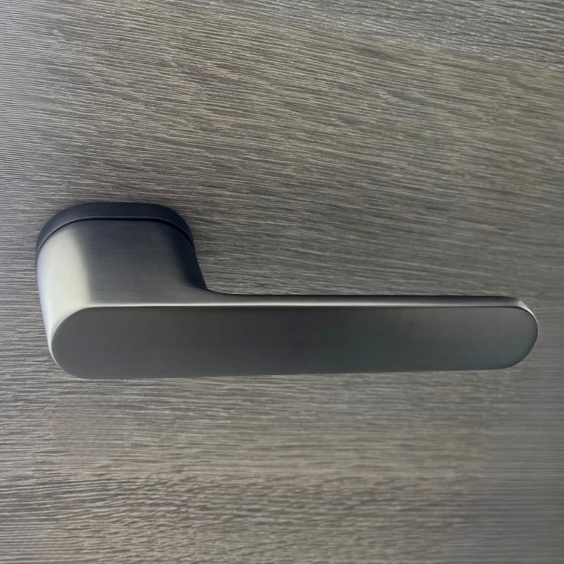 Poignées de porte sur rosace oblongue Canon de fusil / Gris anthracite Modèle Marina SECURY