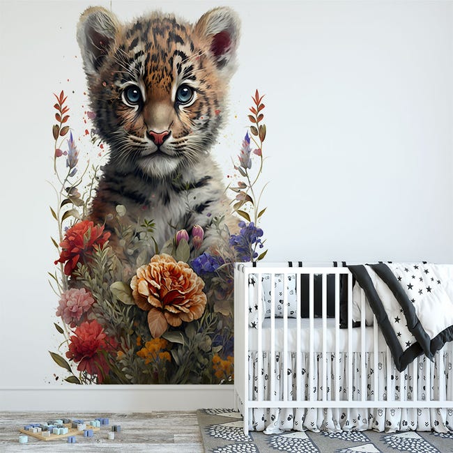 Papier peint panoramique enfant jungle couleurs clair 425 x 250 cm