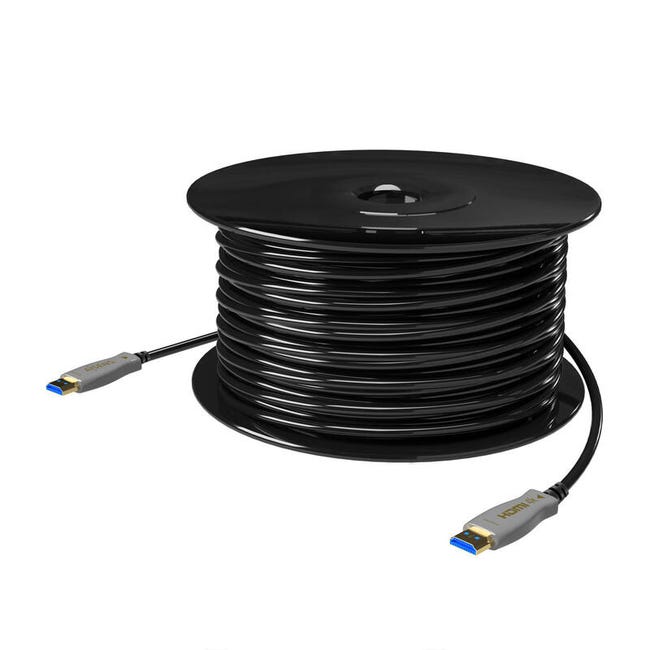 Cable HDMI V2.0 AOC (Active Optical Cable) premium alta velocidad/ HEC 4K@60HZ  18GBPS, A/M-A/M, negro, 20 metros - AISENS®
