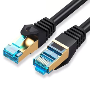 Elfcam® - 8m Câble Réseau Ethernet RJ45, Cat 7 STP 100% Cuivre, Câble Plat,  32 AWG, Blanc (8M) : : Informatique
