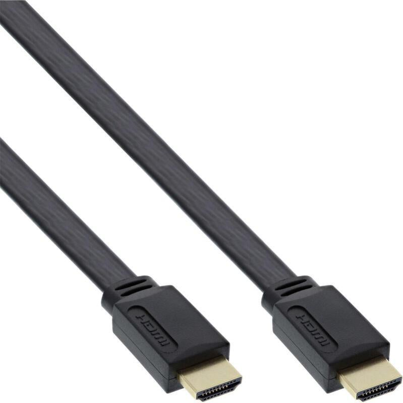 Cavo HDMI Piatto Goobay 31926 High Speed Con Ethernet - 1,5 Metri, Connettori Dorati, Supporto 3D E 4K A 30Hz, Nero