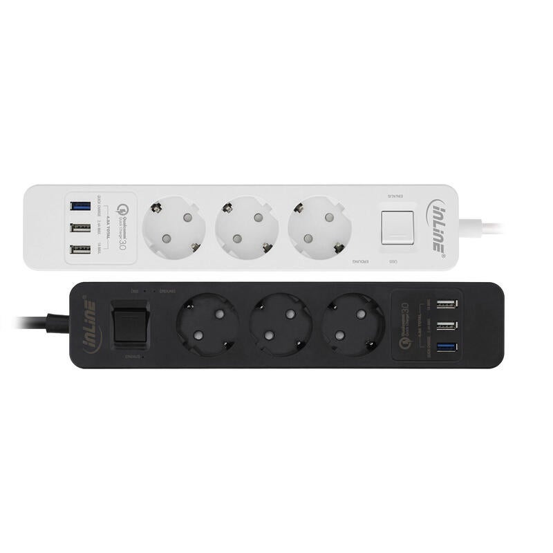 Multiprise En Ligne 3 Prises Avec QC USB, 3x Type F Avec Interrupteur ...