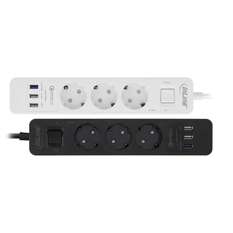 Multiprises avec 4 prises secteur - 2 prises USB et 1 interrupteur à poser  COOL