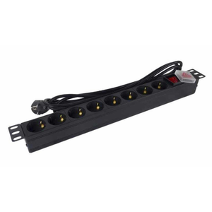 Multiprise noire avec 8 prises schuko avec interrupteur compatible avec  armoire rack 19