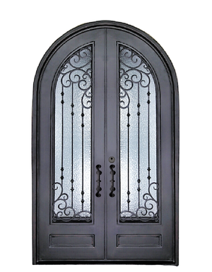 Puerta de entrada, metálica, para exterior, de una hoja, de hierro forjado,  hecha a mano