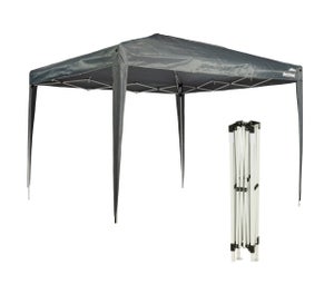 MaxxGarden Tente de Réception 3x3 m - 9m² - Easy-up avec structure en aluminium - Tonnelle de jardin - Barnum - Pliable - Gris