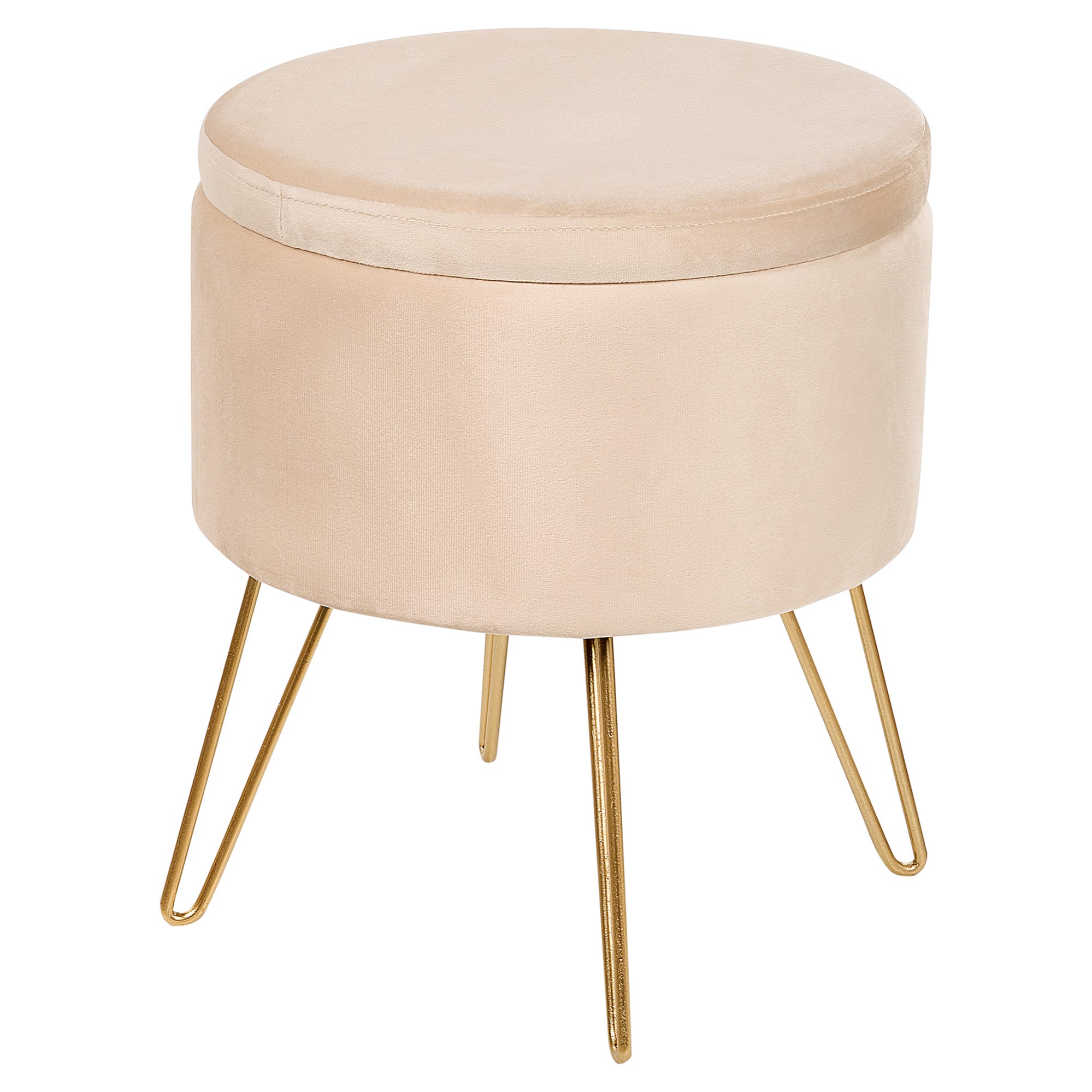 Pouf in tessuto bouclé beige con contenitore, 44 x 44 x 44 cm | Brooklyn Pouf in tessuto bouclé beige con contenitore, 44 x 44 x 44 cm | Brooklyn