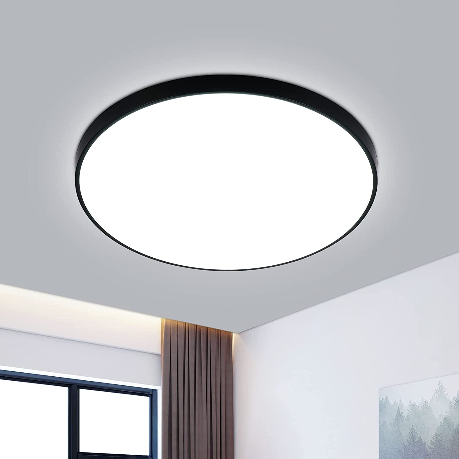 Plafonnier LED 24W 2200LM Blanc Froid 5000K Éclairage de Plafond IP54 Lampe  Plafond Chambre Salle de Bain Salon Cuisine Intérieur D.23cm