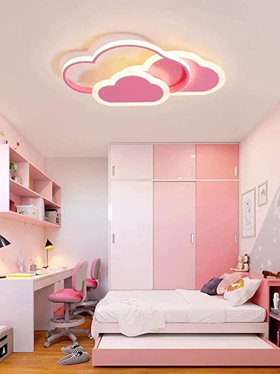 Plafonnier LED, lampe de plafond créatif nuage, 32W 2700lm 42cm lumière  blanc chaude 3500K plafonniers rose modernes applique murale