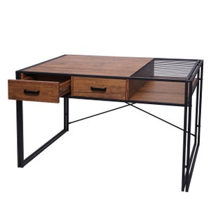 Bureau avec étagères, porte et tiroir L138,5cm Pacolo Chêne industriel et  Gris