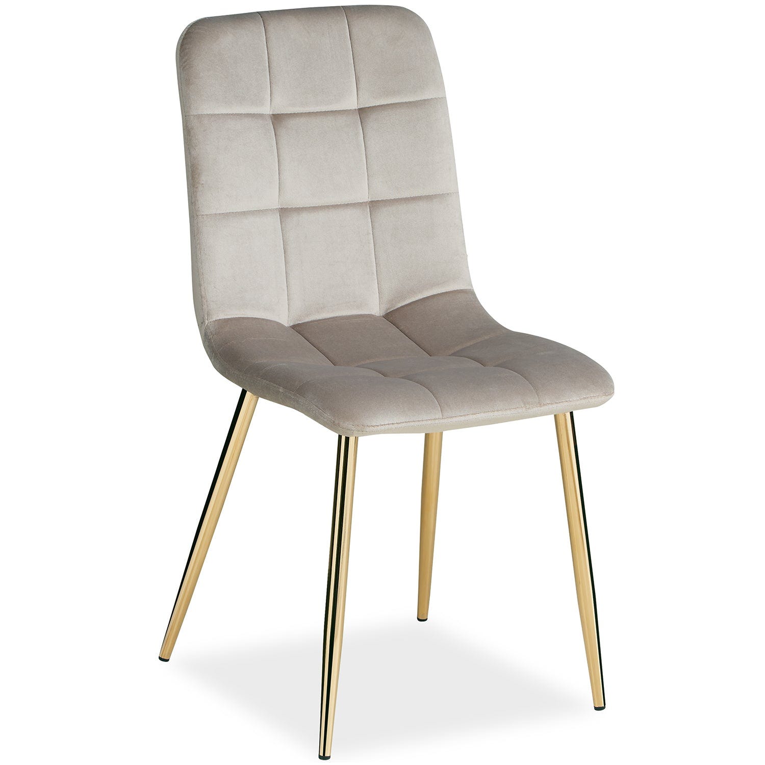 Chaise de salle à manger cuisine confortable et moderne en tissu velours  beige pieds en métal noir CDS06008