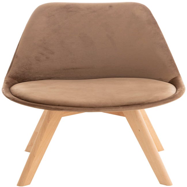 Lot de 4 chaises de salle à manger cuisine bureau style scandinave en tissu  marron pieds en bois CDS10087
