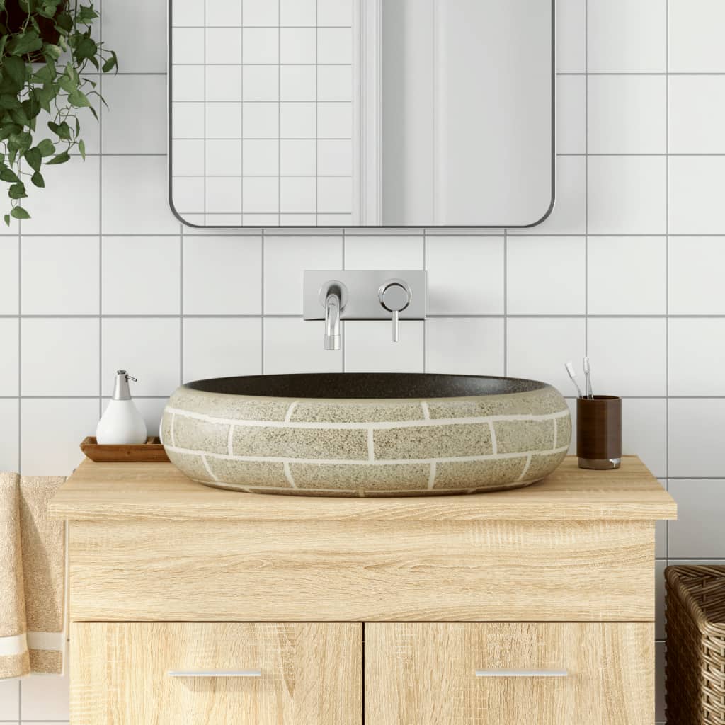 VidaXL Lavabo da Appoggio Multicolore Ovale 59x40x15 cm Ceramica