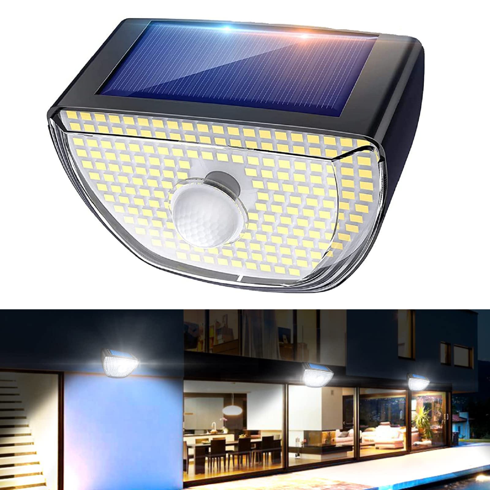 Lampe LED Applique murale Solaire 3W 370 Lumens LI ION 6000K Blanc  exterieure Detecteur de mouvement ASLO