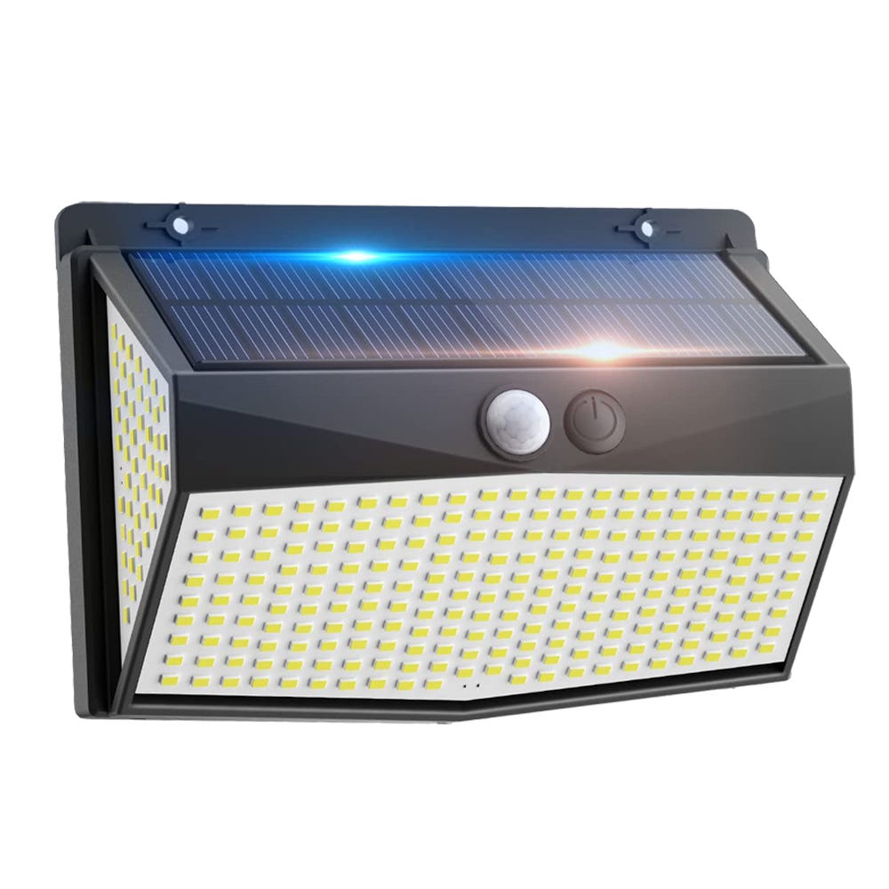 Lampe LED Solaire ASLO 3W 370 Lumens LI ION 6000K Applique Blanc exterieure  avec detecteur de