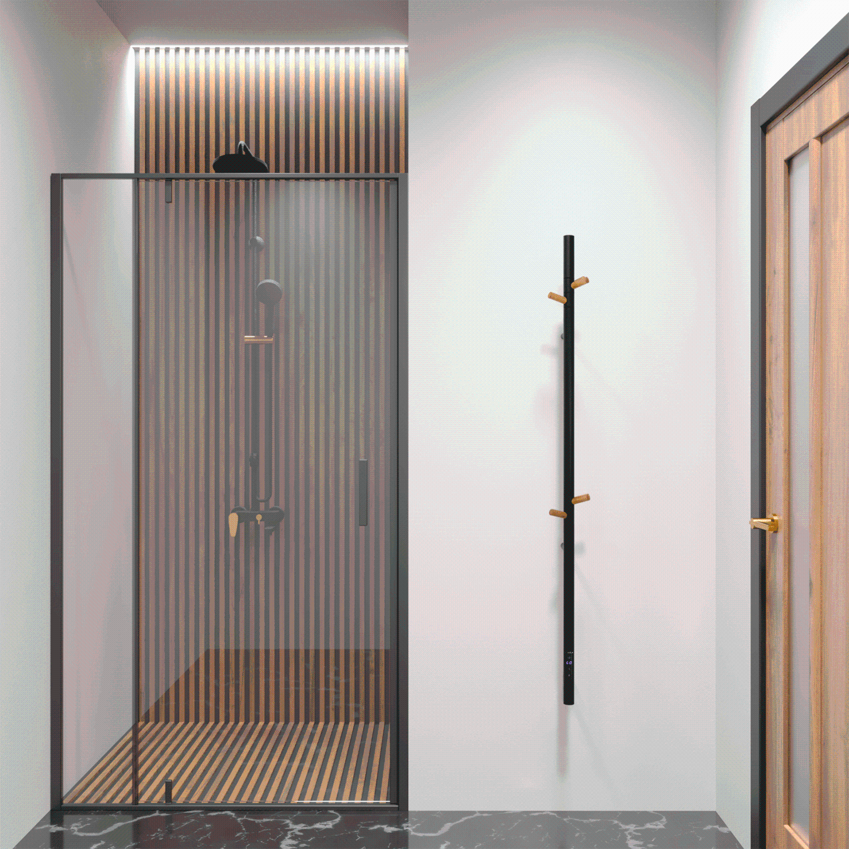 ILO-Radiateur Sèche Serviette Soufflant-1750W- +17 Motifs -Rayonnant -Plat- IP44 - Livré Avec 2