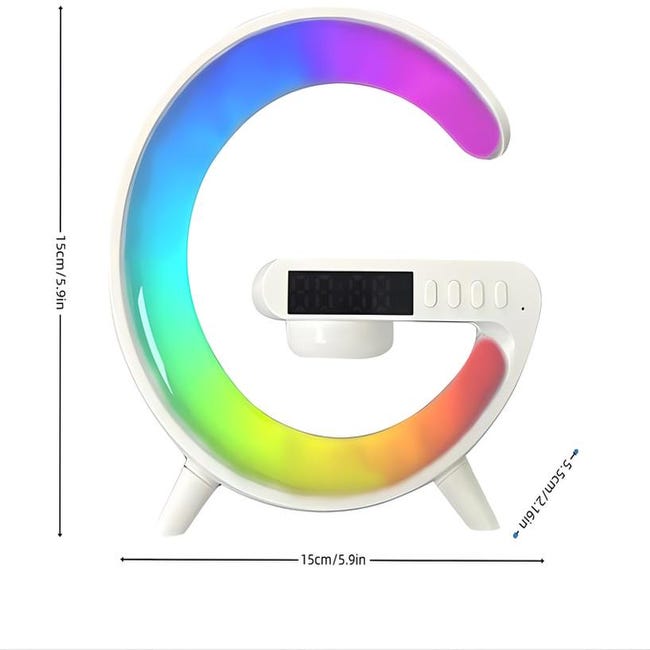 Blanc UE - Lampe LED RGB multicolore avec chargeur sans fil, alarme,  réveil, haut parleur Bluetooth, lampe de - Cdiscount Maison