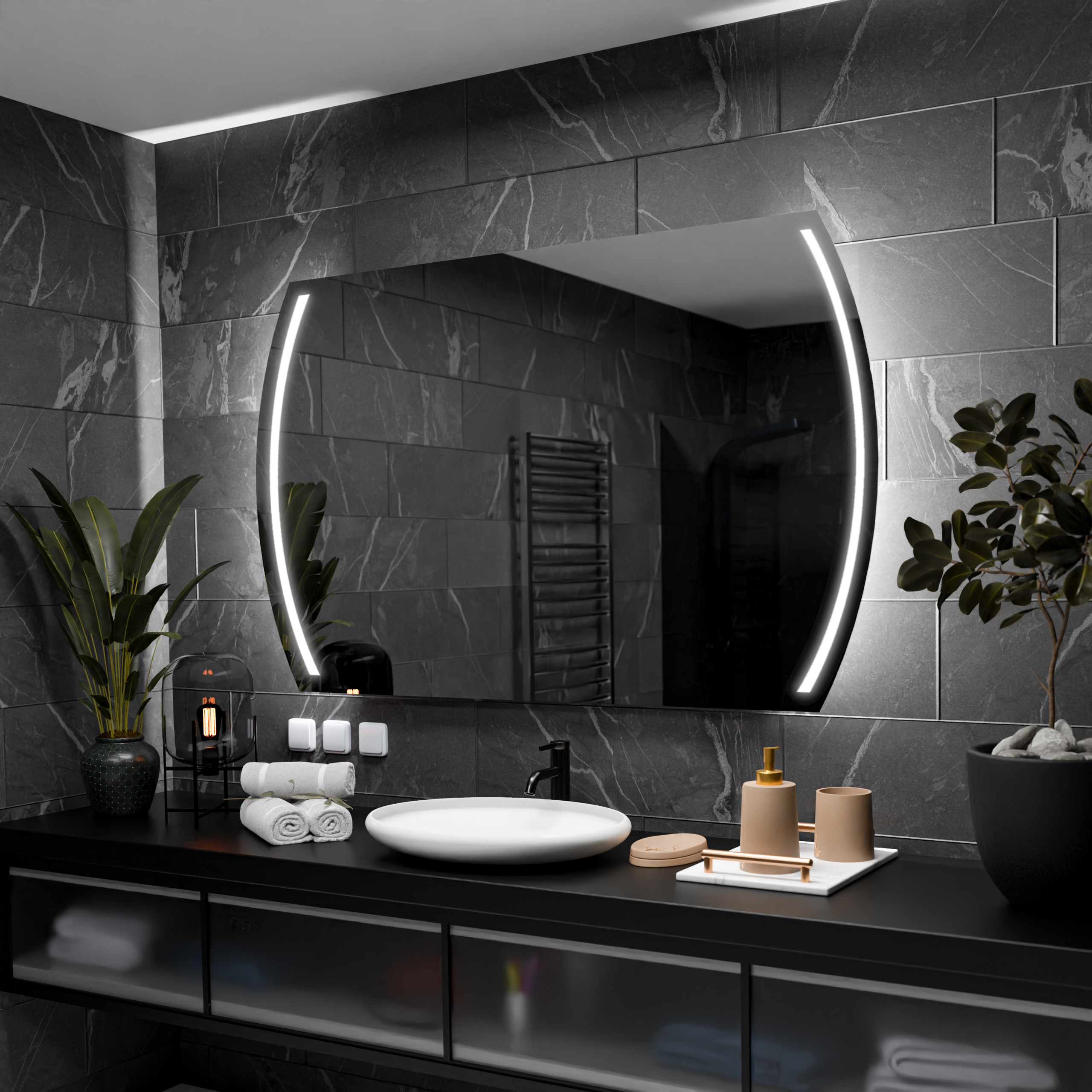 Specchio Bagno Cairo 110x70 Cm Con Luce LED Riscaldato - Personalizzabile Per Bagno Moderno - Foto 13