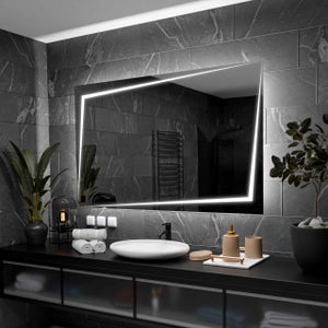 Miroir LED APOLO avec bord en finition noir mat - 100x70x11cm 