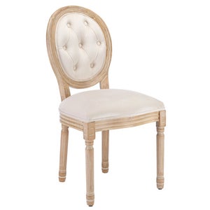 Lot de 4 chaises capitonnées Bemtal Velours Blanc crème et Bois clair