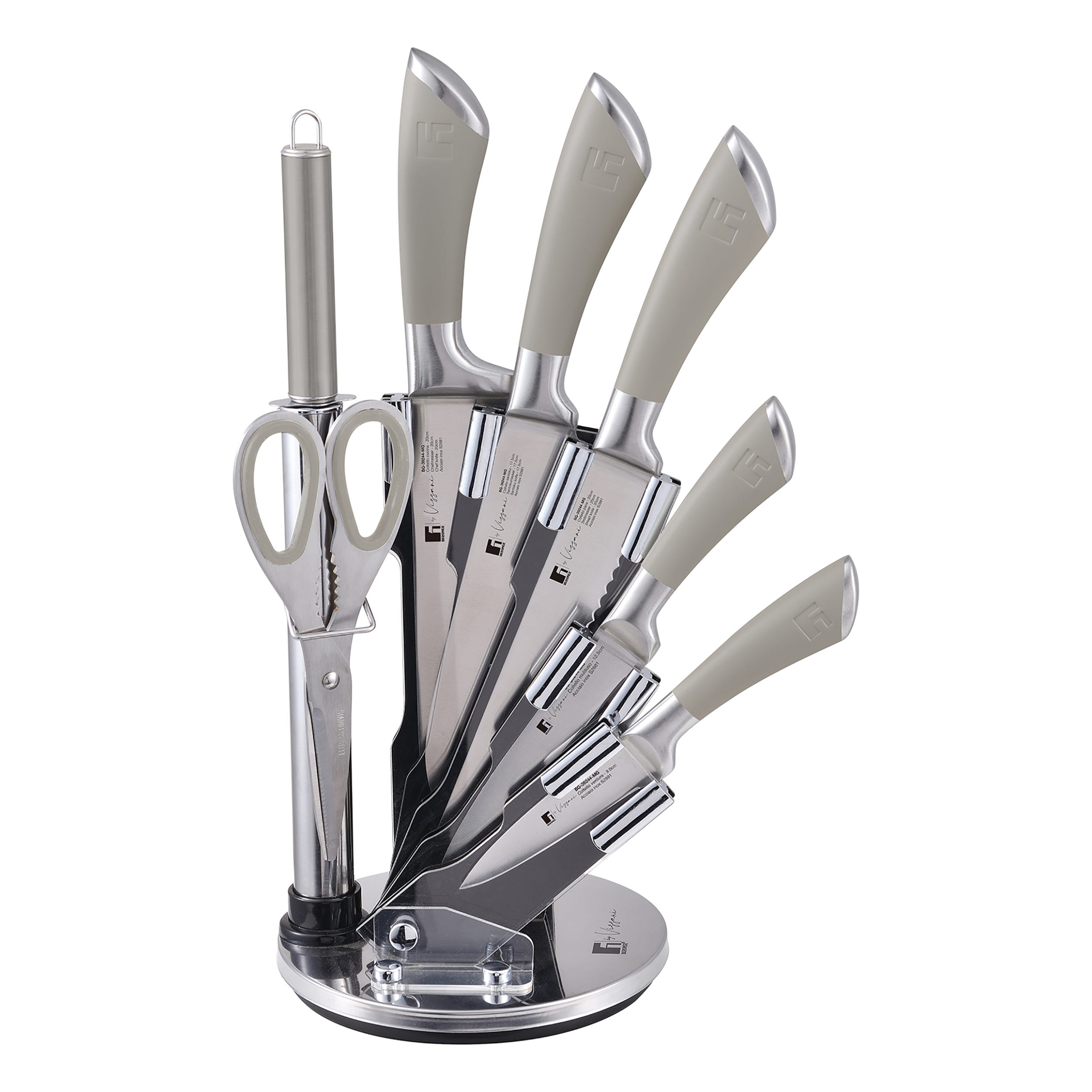 Bergner by Vissani Set 8 coltelli cucina in acciaio con ceppo
