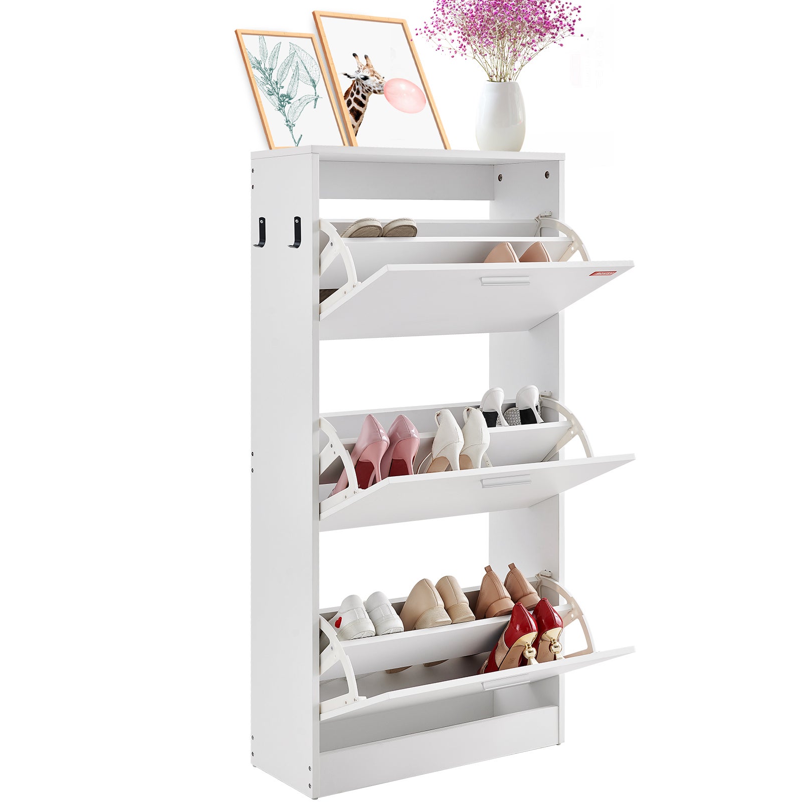 Vevor Meuble De Rangement A Chaussures Avec Abattants Armoire A Chaussures Grande Capacite En