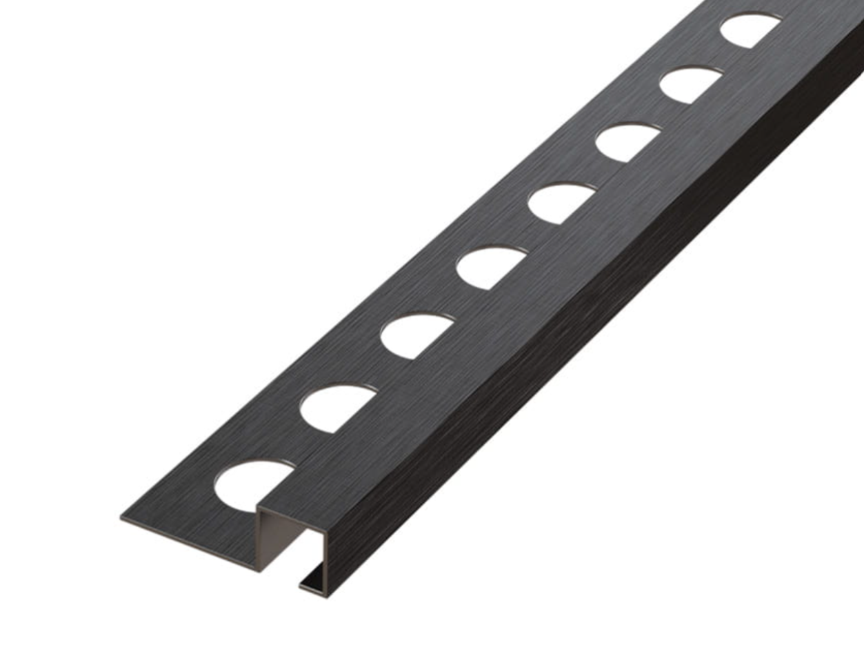 QS Profilé décoratif en acier inoxydable pour carrelage noir satiné