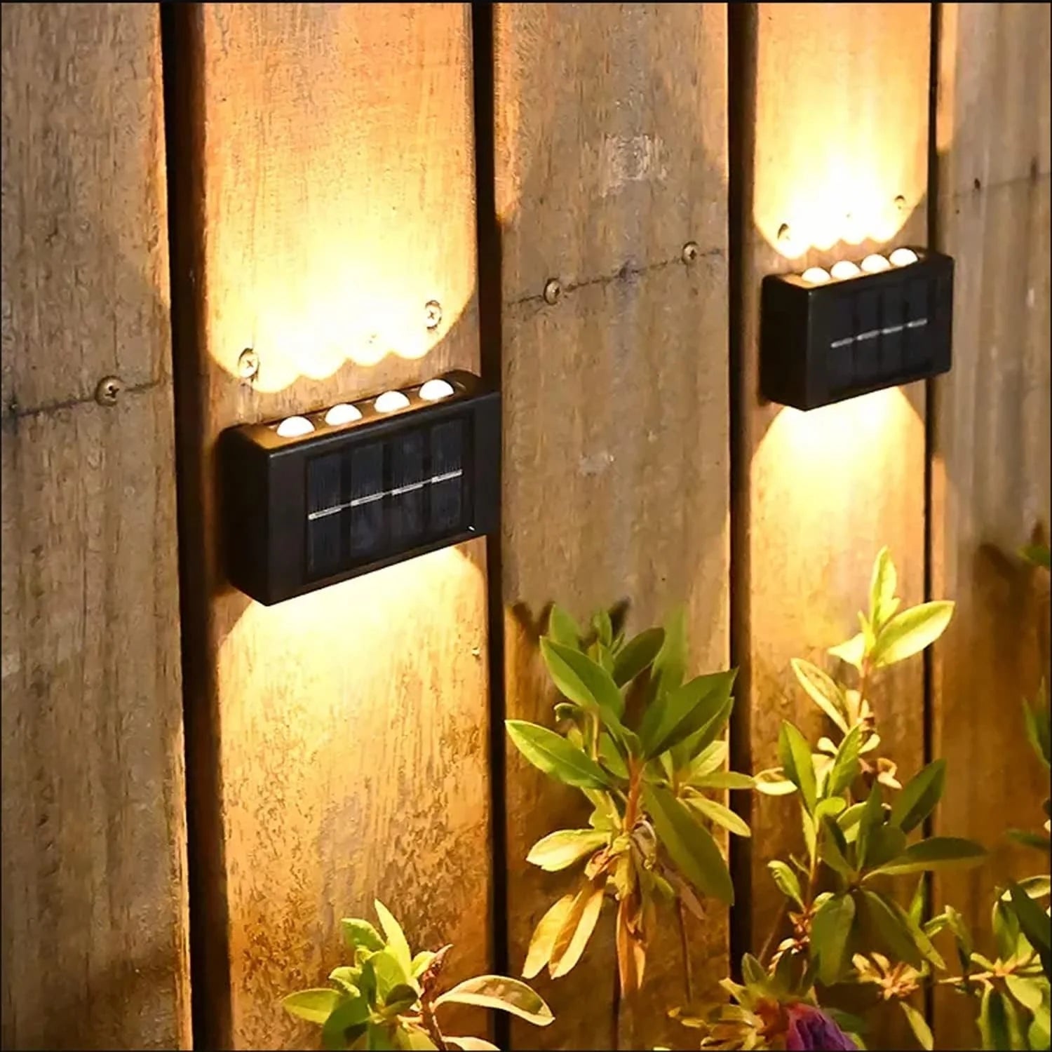 Applique solaire Extérieur 2 pièces Lampe murale LED Blanc Chaud 3000K Pour  Cour Jardin Couloir Terrasse Proche Mur Pathway Patio Villa Noir