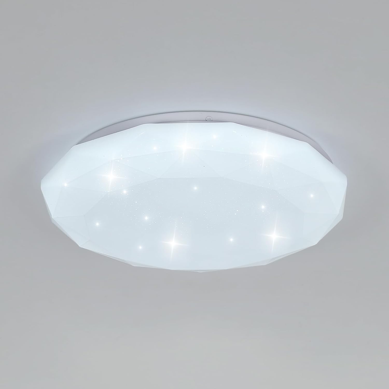 Lampada da soffitto, Plafoniera a stella a LED da 24W Bianco freddo 6500K,  Lampadario a LED Plafoniera moderna a forma di diamante per Camera da letto