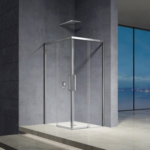 Cabine de douche d'angle Nano 6mm verre véritable EX416S Noir - 80