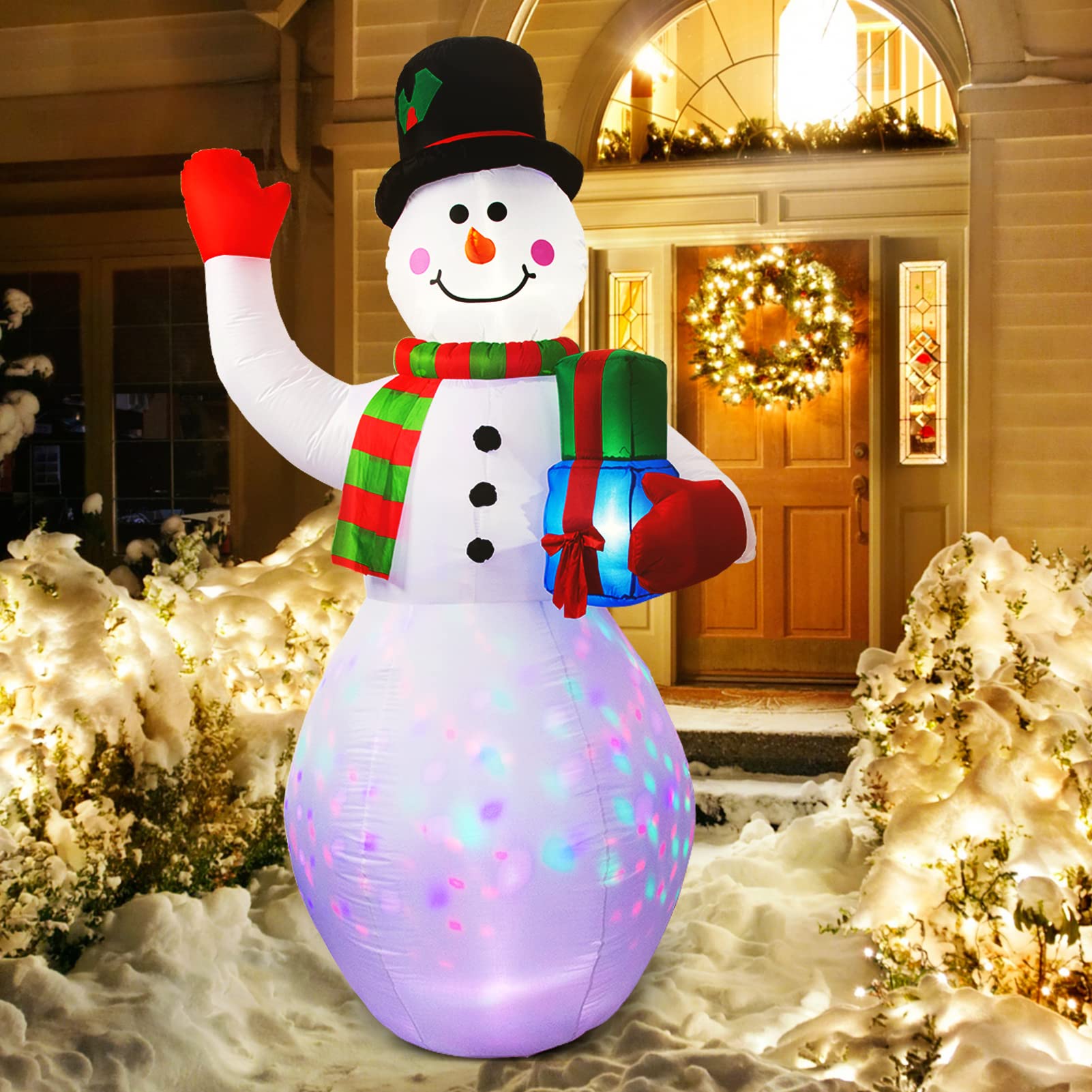 Bonhomme de neige gonflable géant Gemmy 12.5 pi decoration de Noël lumière  blanche 110846