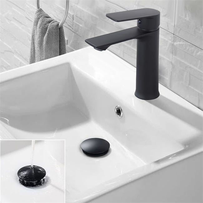 Bonde carrée design pop up lavabo laiton chromé SANS trop plein