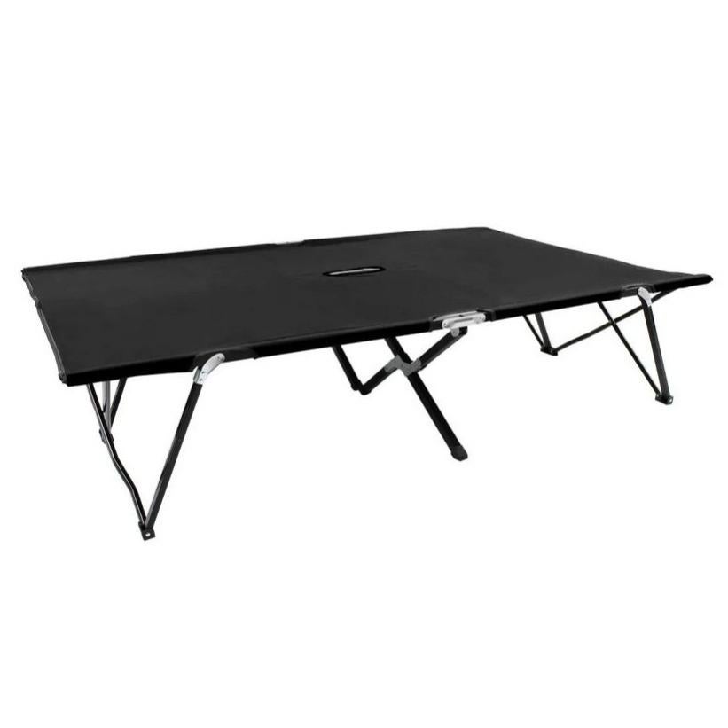 Chaise longue 2 places pliable tissu noir et métal noir Bura Leroy Merlin