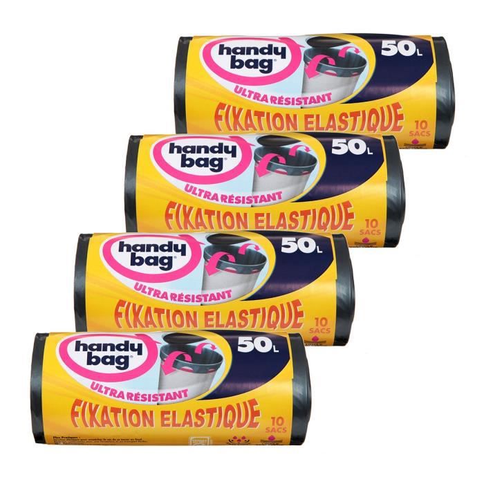 Sac poubelle fixation élastique 50L HANDY BAG : le rouleau à Prix Carrefour