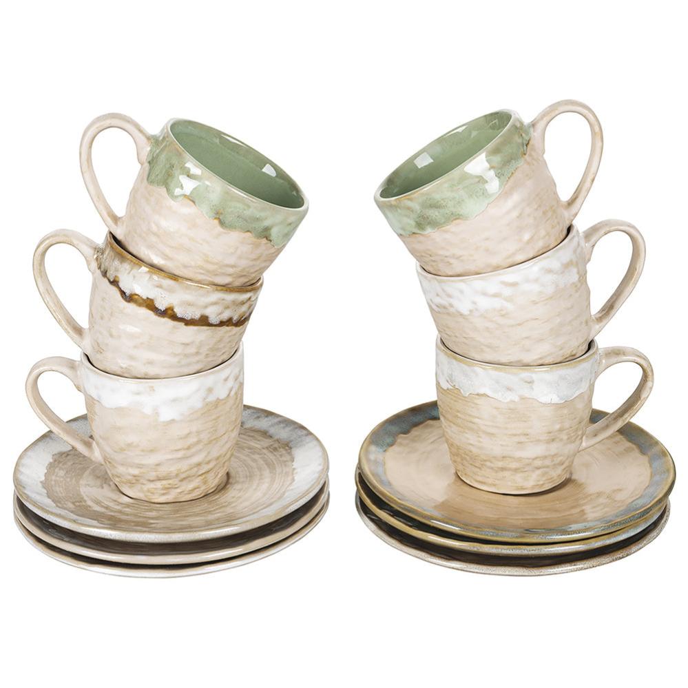 Set 6 Tazzine Caffè Con Piattino In Ceramica - Decoro Terra E Sole, 80 Ml - Foto 9