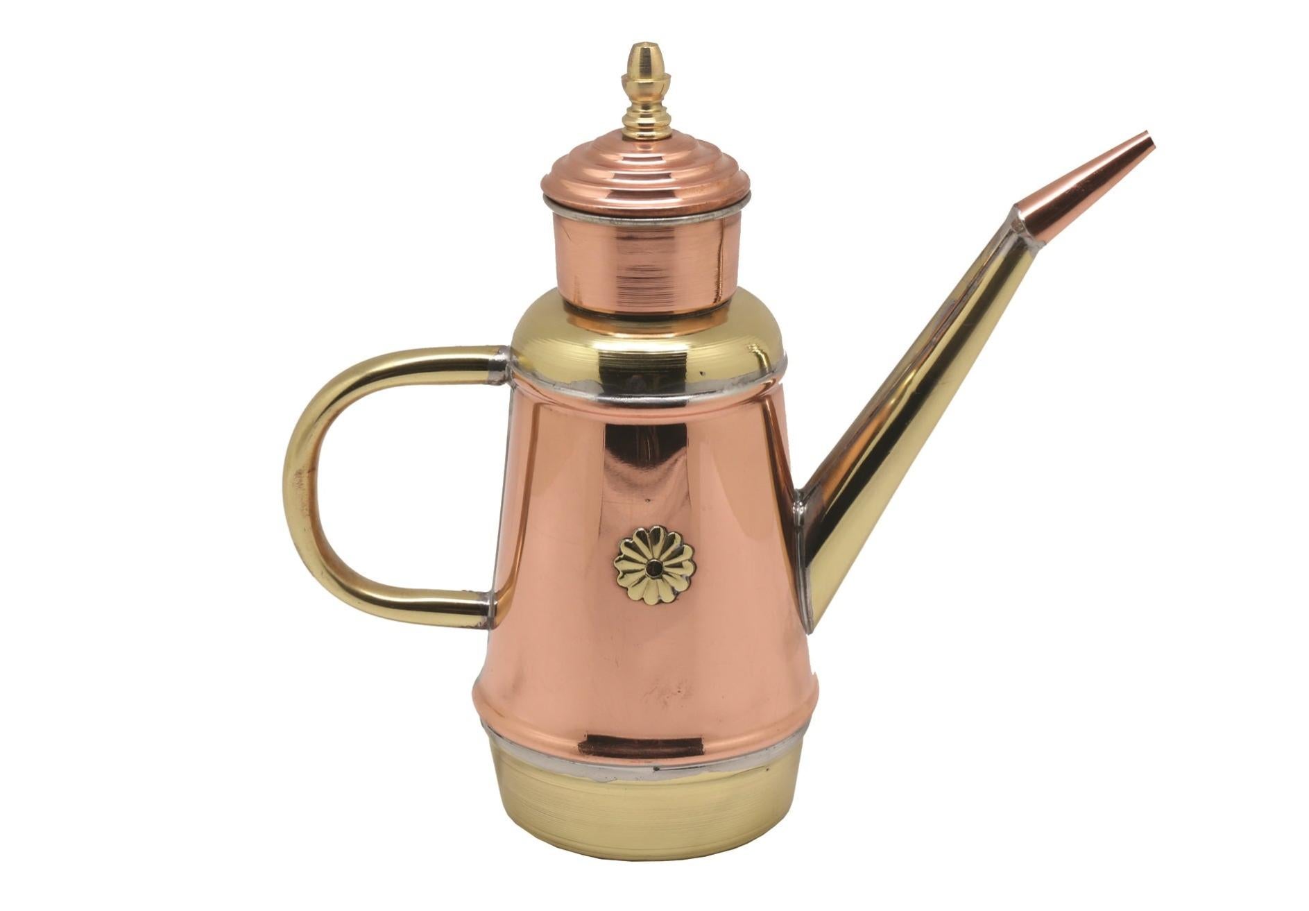 Burette professionnelle en cuivre et laiton pour huile alimentaire