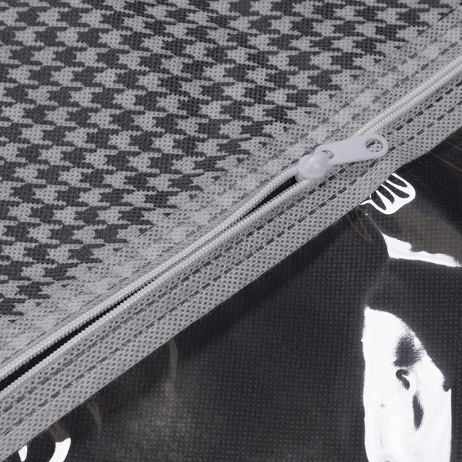 Valise à vêtements 60x135 cm grise avec décoration pied-de-poule et trou de  suspension en tissu et PVC