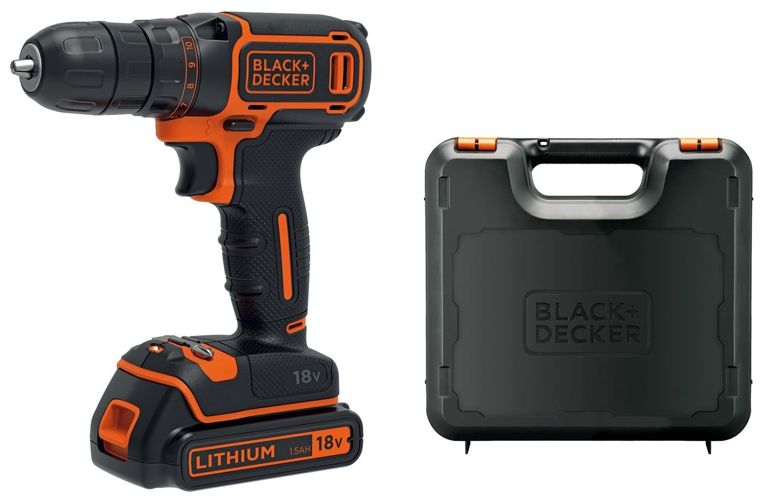 Perceuse Visseuse percussion Black & Decker Batterie Lithium 18V 1.5 Ah  Brushless & Mallette