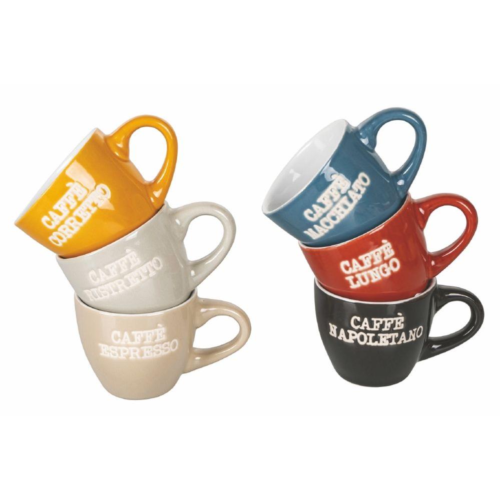 Set 6 Tazze Da Caff&egrave; In Ceramica Shabby - Colorate E Resistenti, Ideali Per Colazione E Momento Relax