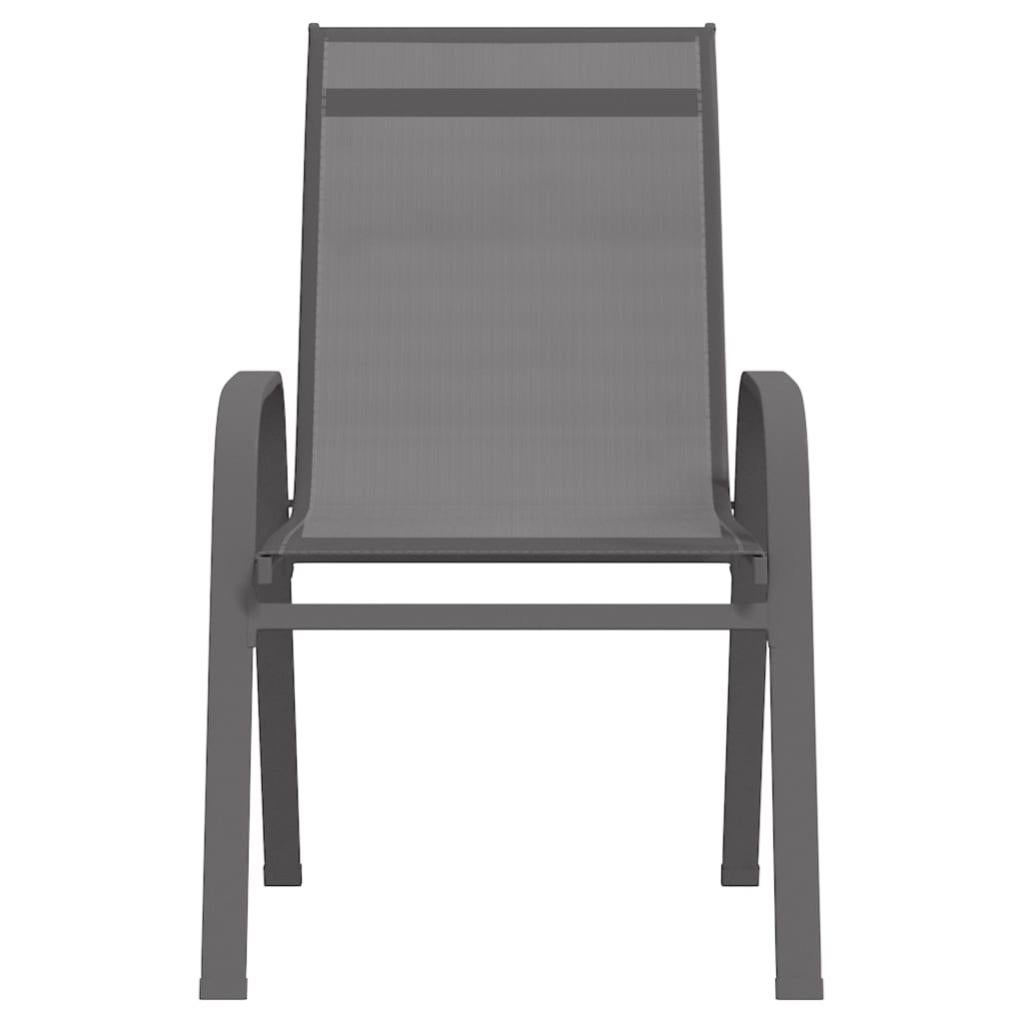 Chaises empilables de jardin 6 pcs Gris Tissu textilène - 2
