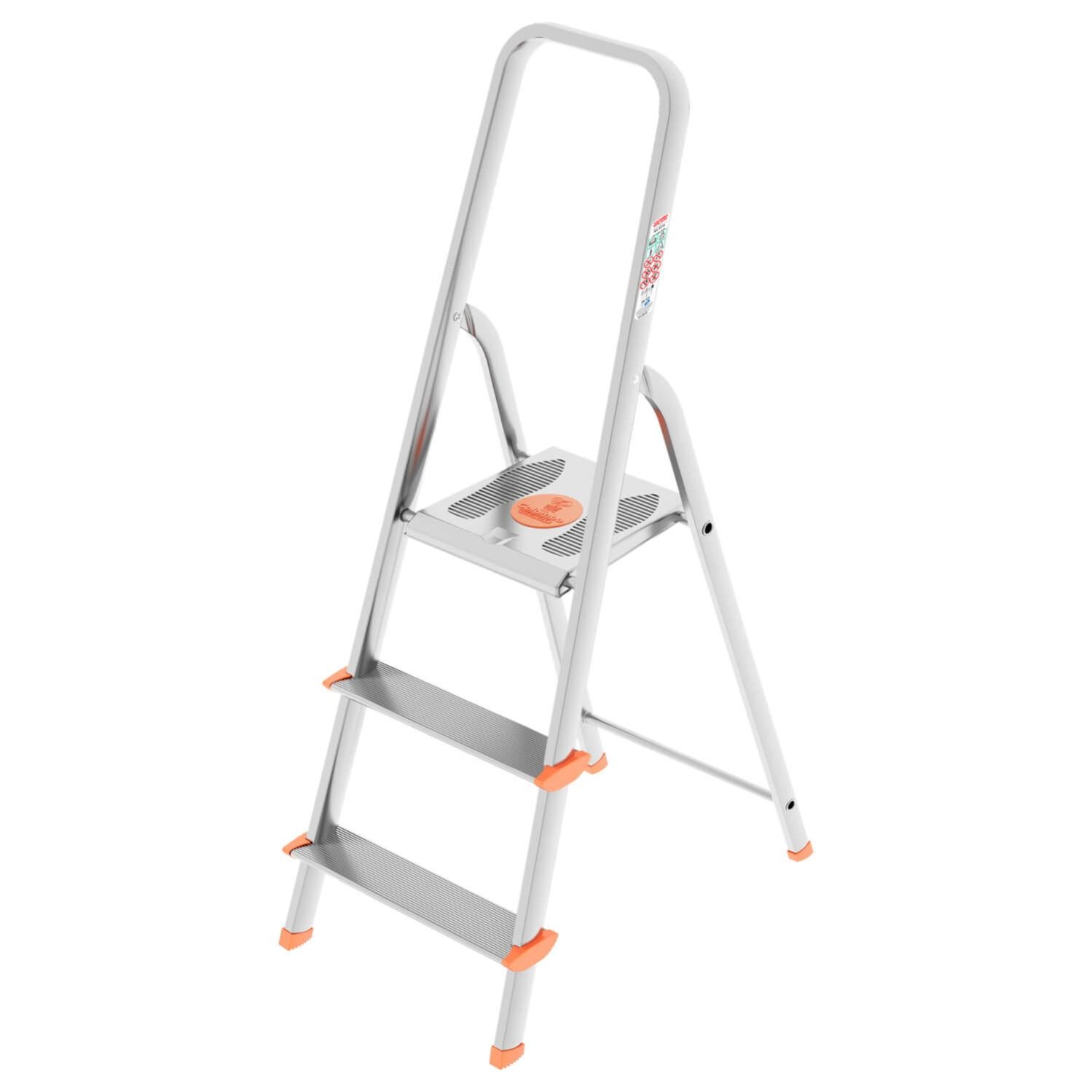 Scala A 5 Gradini In Alluminio Leggera - Portata 100 Kg, Antiscivolo | Per Casa E Ufficio - Foto 3