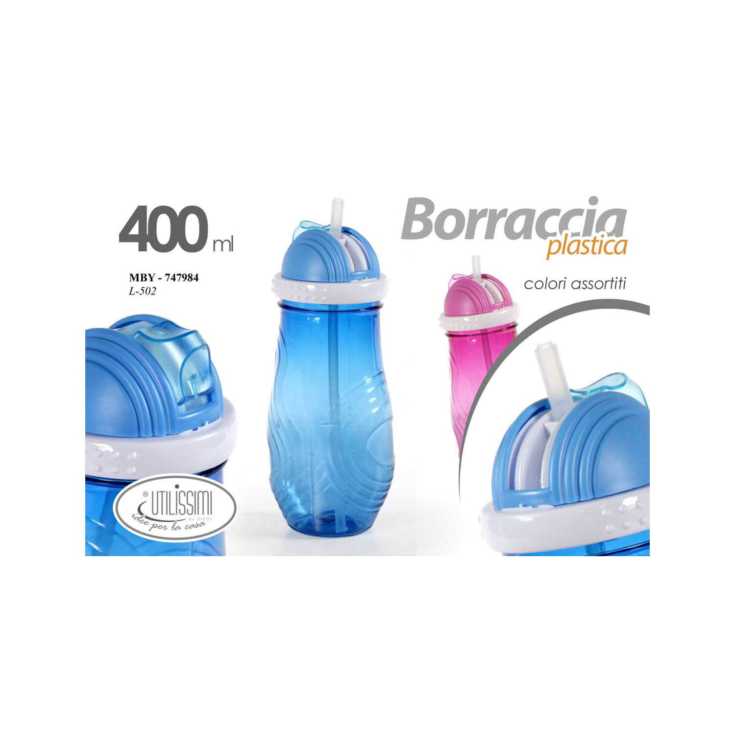 BORRACCIA CON CANNUCCIA 400ML.ASS.
