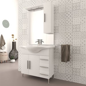 Mobile Bagno Cubo, 60 cm A Terra, Bianco Rock