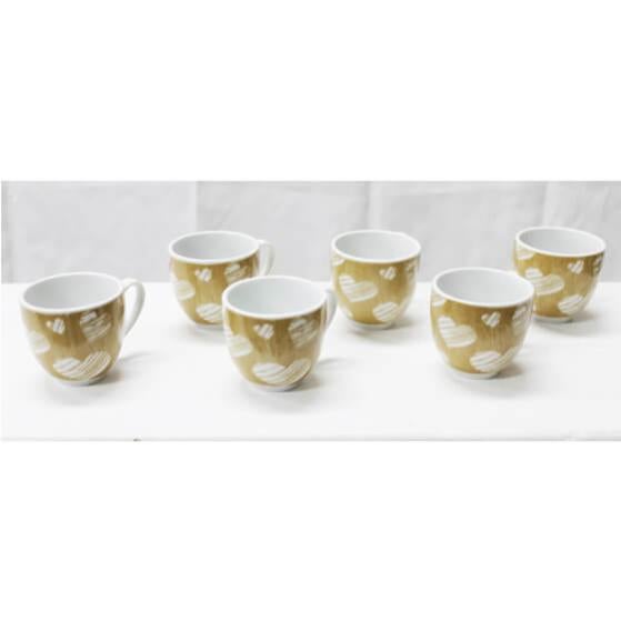 Set 12 Pezzi Tazzine Caffè Kyo Tortora, Porcellana Bianca E Tortora, Made In Italy, Lavastoviglie E Microonde