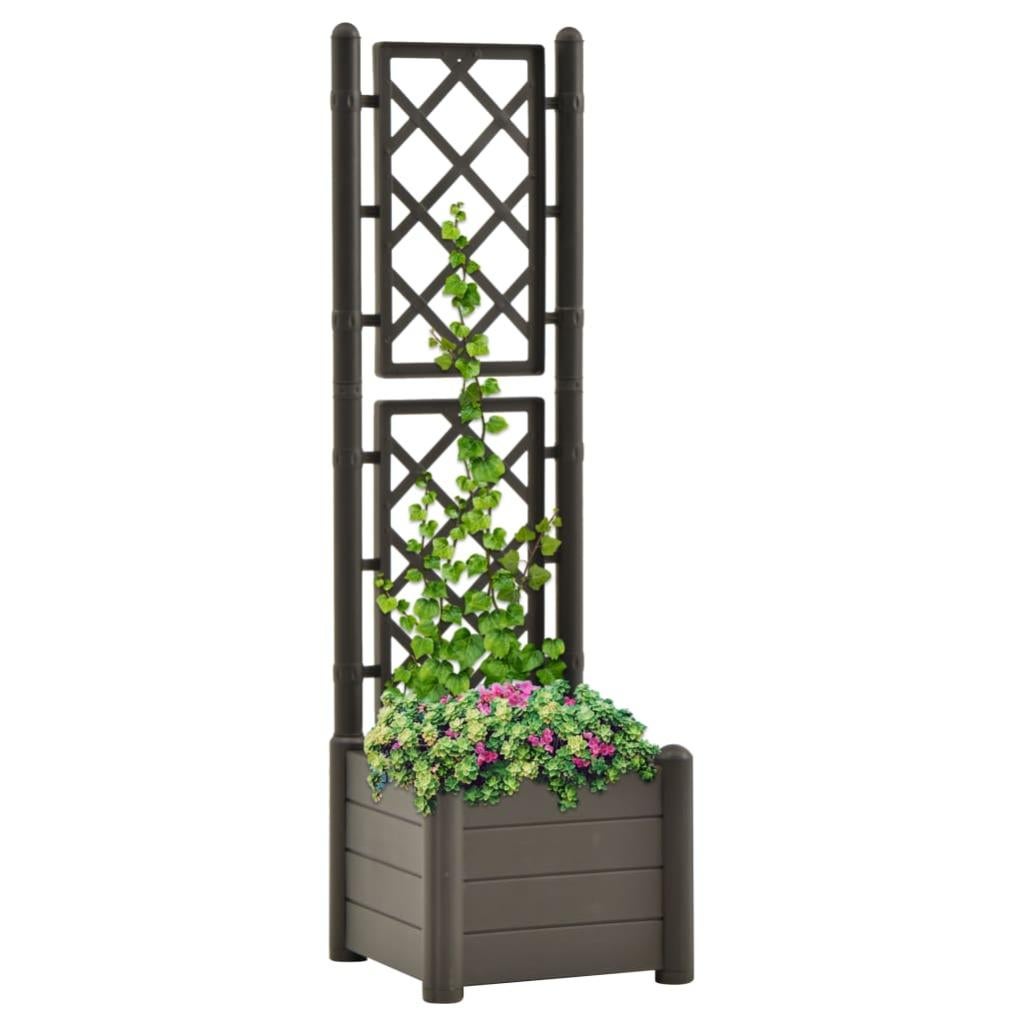 VidaXL Fioriera Da Giardino Con Graticcio Grigio Scuro 80x40x121,5 Cm, In PP Resistente Agli Agenti Atmosferici